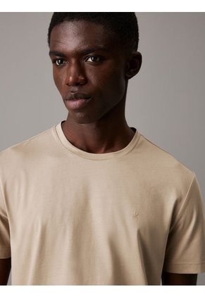 Camiseta Beige De Algodón Con Parche De Goma Calvin Klein