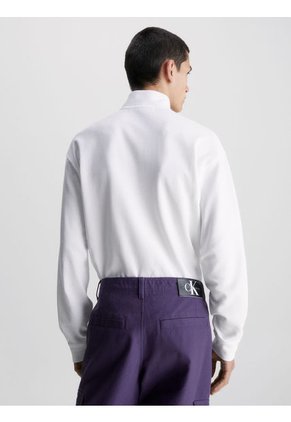 Camiseta De Manga Larga Con Cuello Cierre Hombre Blanco Calvin Klein