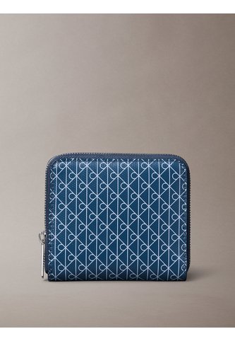 Billetera Azul Cuadrada Con Cremallera Y Monograma Calvin Klein Calvin Klein