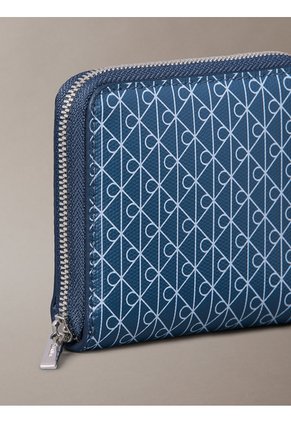 Billetera Azul Cuadrada Con Cremallera Y Monograma Calvin Klein