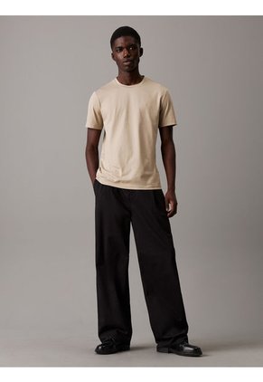 Camiseta Beige De Algodón Con Parche De Goma Calvin Klein