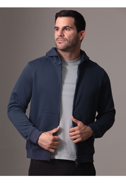 Buzo Azul Deportivo Con Cremallera Y Capota Calvin Klein