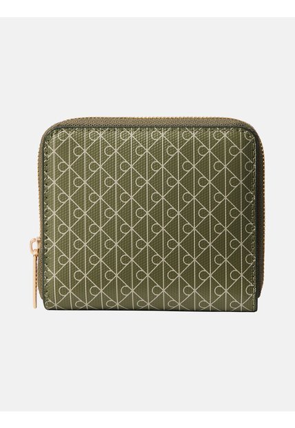 Billetera Verde Cuadrada Con Cremallera Y Monograma Calvin Klein