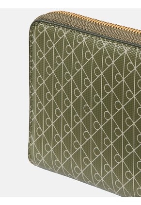 Billetera Verde Cuadrada Con Cremallera Y Monograma Calvin Klein