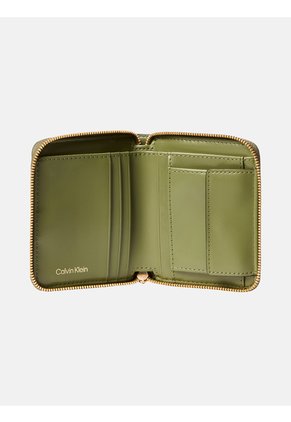 Billetera Verde Cuadrada Con Cremallera Y Monograma Calvin Klein