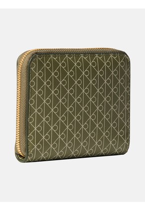 Billetera Verde Cuadrada Con Cremallera Y Monograma Calvin Klein