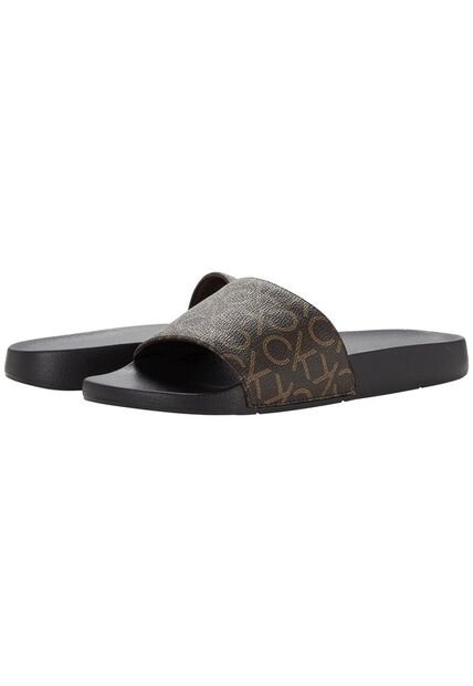 Sandalias Negro Con Estampado De Monograma Calvin Klein