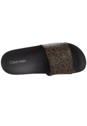 Sandalias Negro Con Estampado De Monograma Calvin Klein
