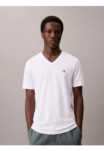 Camiseta Blanca Para Niño De Manga Corta Con Cuello V Calvin Klein Calvin Klein
