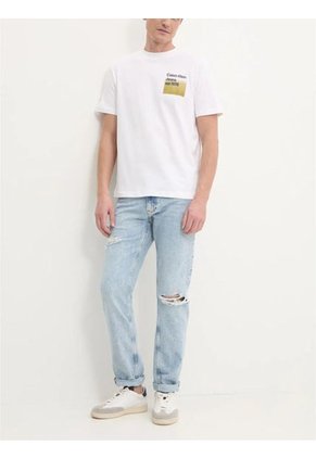 Camiseta Blanca Con Logo Difuminada En Caja Calvin Klein