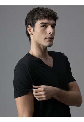 Pack Negro De 3 Camisetas Con Cuello V - Cotton Classics Calvin Klein