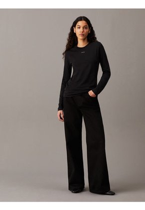 Camiseta Negra Slim De Manga Larga Calvin Klein