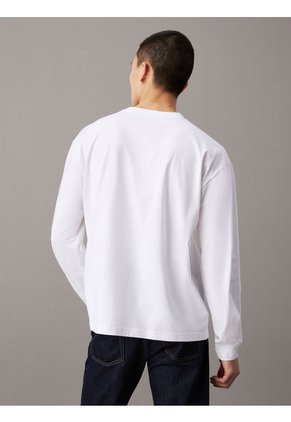 Camiseta Blanca De Manga Larga Con Estampado Gráfico Calvin Klein