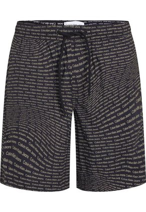Bermuda Negra Estampada Con Logo Calvin Klein