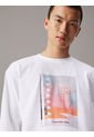 Camiseta Blanca De Manga Larga Con Estampado Gráfico Calvin Klein de Calvin Klein
