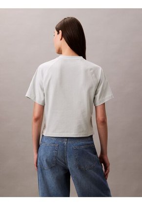 Camiseta Verde Cropped Con Monograma Calvin Klein