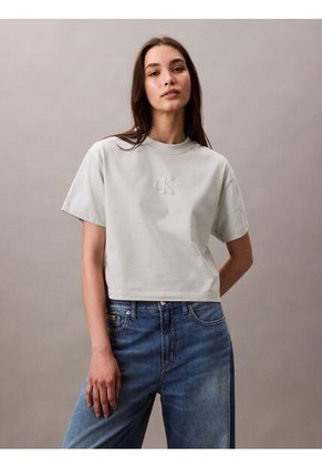 Camiseta Verde Cropped Con Monograma Calvin Klein