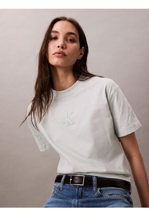 Camiseta Verde Cropped Con Monograma Calvin Klein