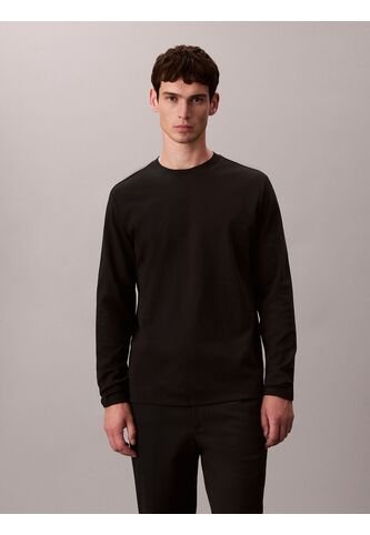 Camiseta Negra De Manga Larga De Algodón Premium En Tejido Interlock Calvin Klein Calvin Klein