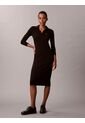 Vestido Negro Midi Con Cuello Tipo Johnny Calvin Klein de Calvin Klein
