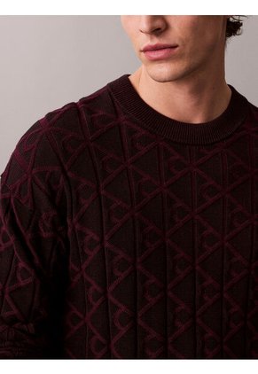 Saco Rojo Tejido De Algodón Con Cuello Redondo Calvin Klein