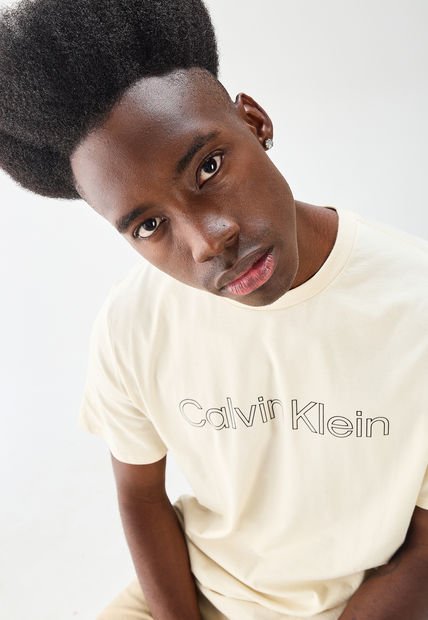 Camiseta Beige-Negro Calvin Klein