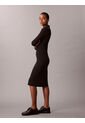 Vestido Negro Midi Con Cuello Tipo Johnny Calvin Klein de Calvin Klein