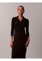 Vestido Negro Midi Con Cuello Tipo Johnny Calvin Klein de Calvin Klein