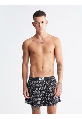 Bóxer Negro De Algodón Con Estampado Calvin Klein Calvin Klein