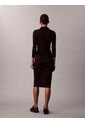 Vestido Negro Midi Con Cuello Tipo Johnny Calvin Klein de Calvin Klein