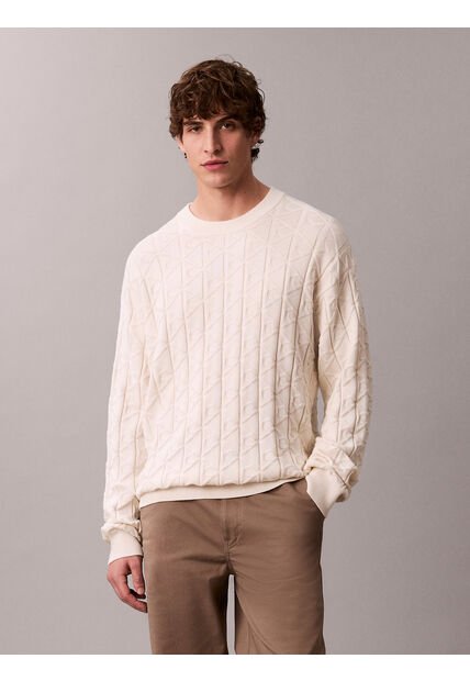 Saco Blanco Tejido De Algodón Con Cuello Redondo Calvin Klein