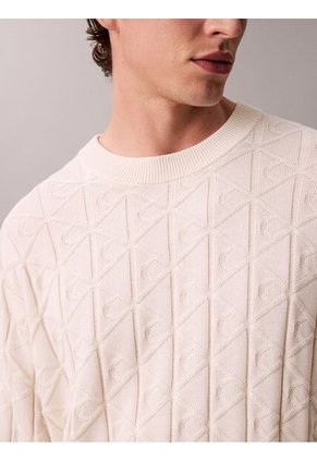 Saco Blanco Tejido De Algodón Con Cuello Redondo Calvin Klein