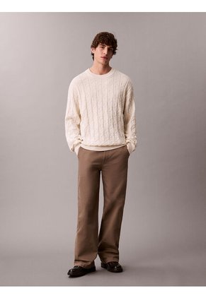 Saco Blanco Tejido De Algodón Con Cuello Redondo Calvin Klein