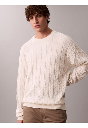 Saco Blanco Tejido De Algodón Con Cuello Redondo Calvin Klein