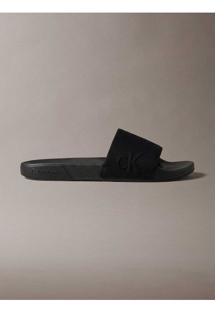 Sandalias Negro Slide Con Monograma Calvin Klein