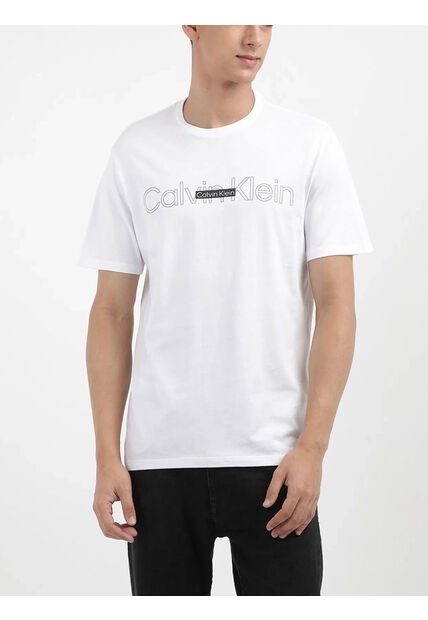 Camiseta Blanca Con Doble Logo Calvin Klein