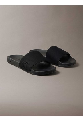 Sandalias Negro Slide Con Monograma Calvin Klein