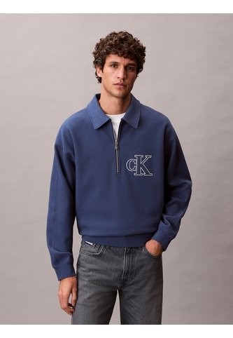 Saco Negro Tejido Con Cremallera Y Cuello Tipo Polo Calvin Klein Calvin Klein