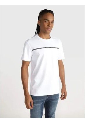 Camiseta Blanca Manga Corta Con Logo Tape Calvin Klein