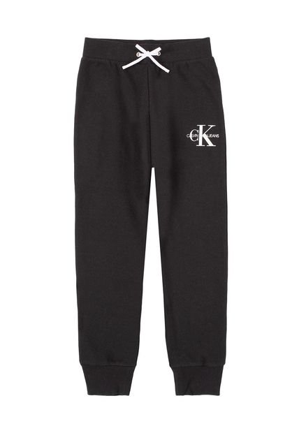 Pantalónes De Chándal Con Logo Monograma Negro Para Niña Calvin Klein