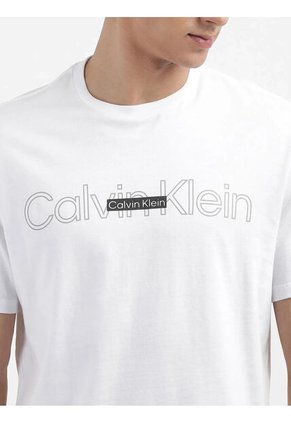 Camiseta Blanca Con Doble Logo Calvin Klein