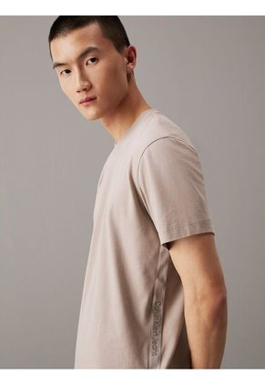 Camiseta Beige Con Logo En La Cinta Calvin Klein