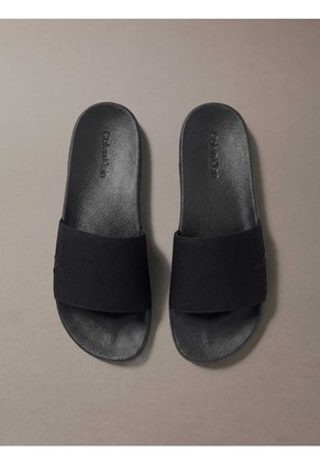 Sandalias Negro Slide Con Monograma Calvin Klein