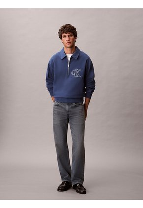 Saco Negro Tejido Con Cremallera Y Cuello Tipo Polo Calvin Klein