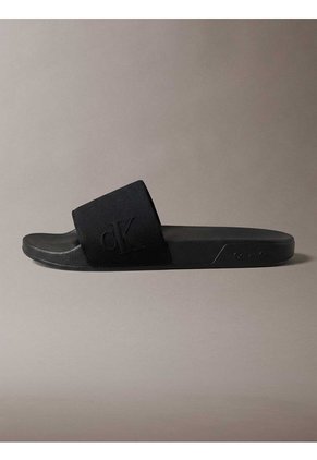 Sandalias Negro Slide Con Monograma Calvin Klein