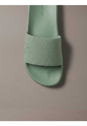 Sandalias Verde Slide Con Monograma Calvin Klein