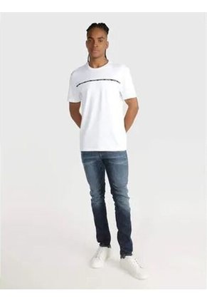 Camiseta Blanca Manga Corta Con Logo Tape Calvin Klein