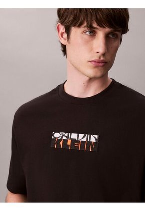 Camiseta Negra Con Gráfico De Logo En Bloque Calvin Klein