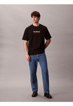Camiseta Negra Con Gráfico De Logo En Bloque Calvin Klein