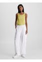 Camiseta De Tirantes Acanalada De Dos Capas Mujer Amarillo Calvin Klein de Calvin Klein